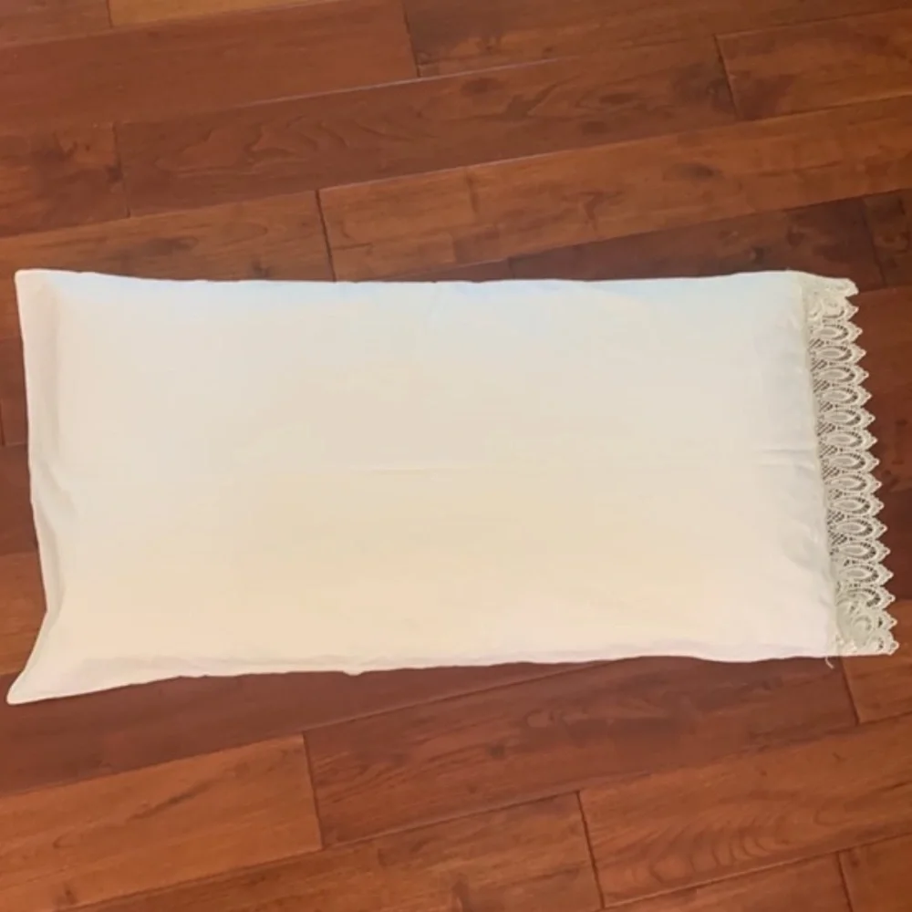 Charter Club Euro Pillow Sham & King Pillowcase Bundle Ivory Cotton Lace Trim